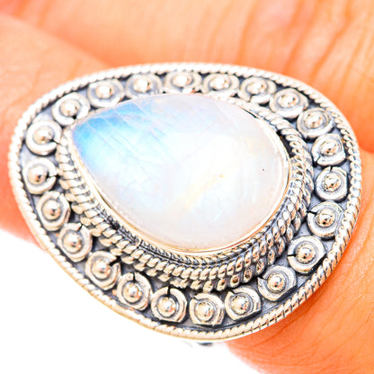 Rainbow Moonstone Rings handcrafted by Ana Silver Co - RING120406