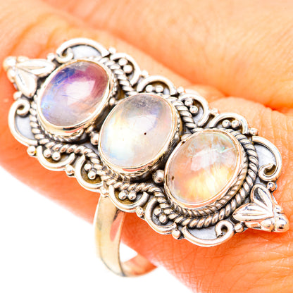 Rainbow Moonstone Rings handcrafted by Ana Silver Co - RING120412