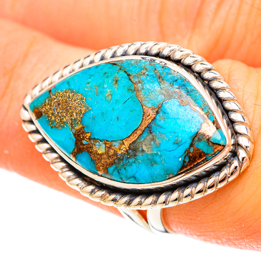 Blue Copper Composite Turquoise Rings handcrafted by Ana Silver Co - RING120426