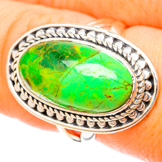 Green Copper Composite Turquoise Rings handcrafted by Ana Silver Co - RING120432