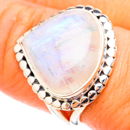 Rainbow Moonstone Rings handcrafted by Ana Silver Co - RING120452