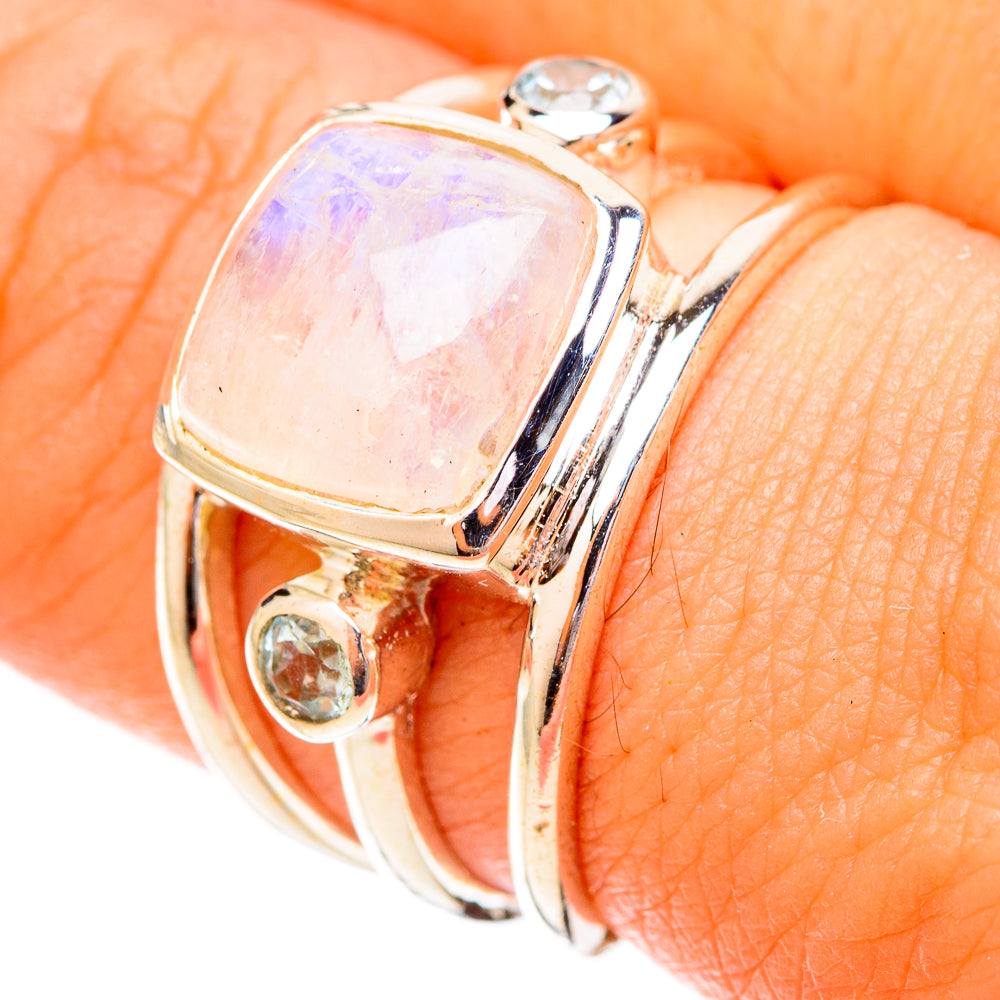 Rainbow Moonstone Rings handcrafted by Ana Silver Co - RING120453