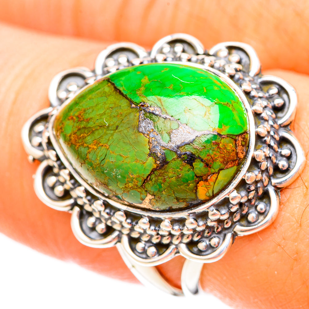 Green Copper Composite Turquoise Rings handcrafted by Ana Silver Co - RING120470