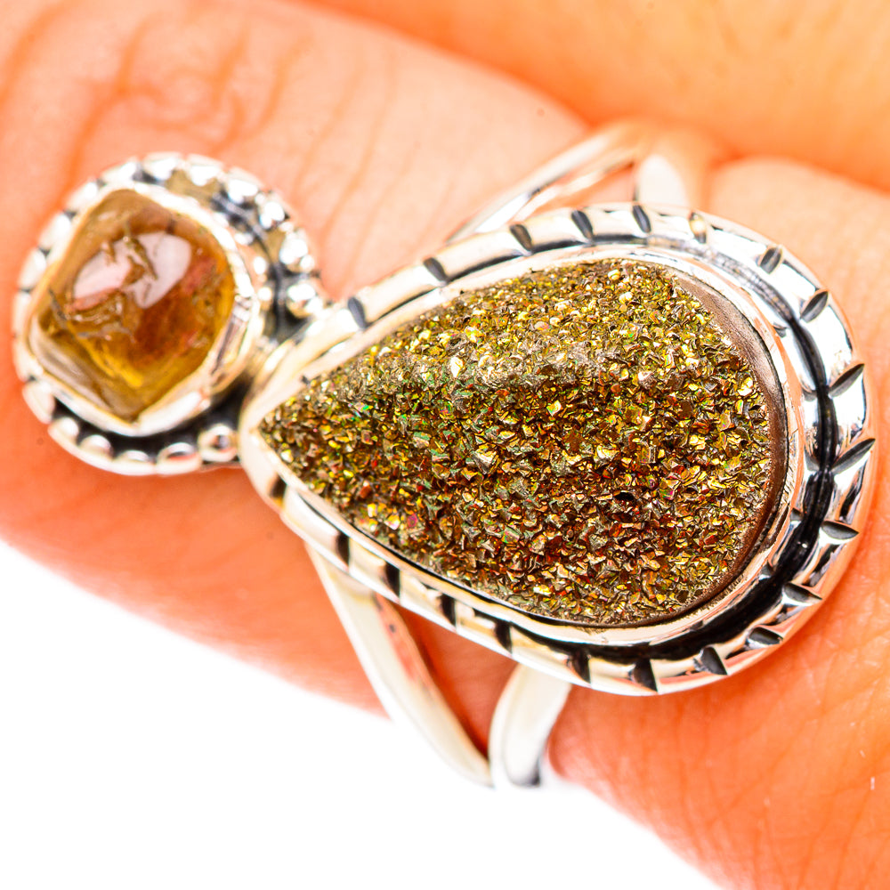 Spectro Pyrite Druzy Rings handcrafted by Ana Silver Co - RING120486