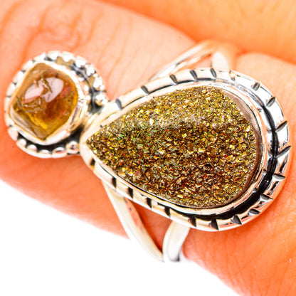 Spectro Pyrite Druzy Rings handcrafted by Ana Silver Co - RING120486