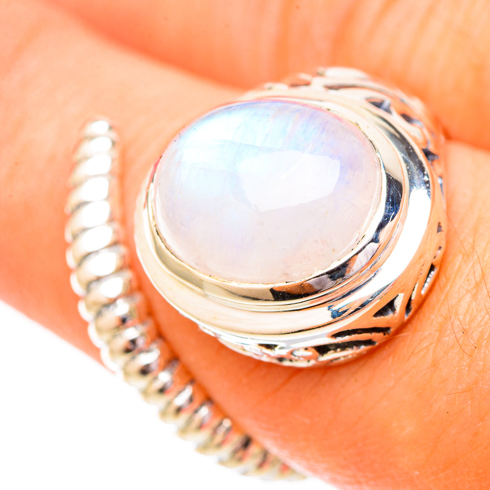 Rainbow Moonstone Rings handcrafted by Ana Silver Co - RING120491