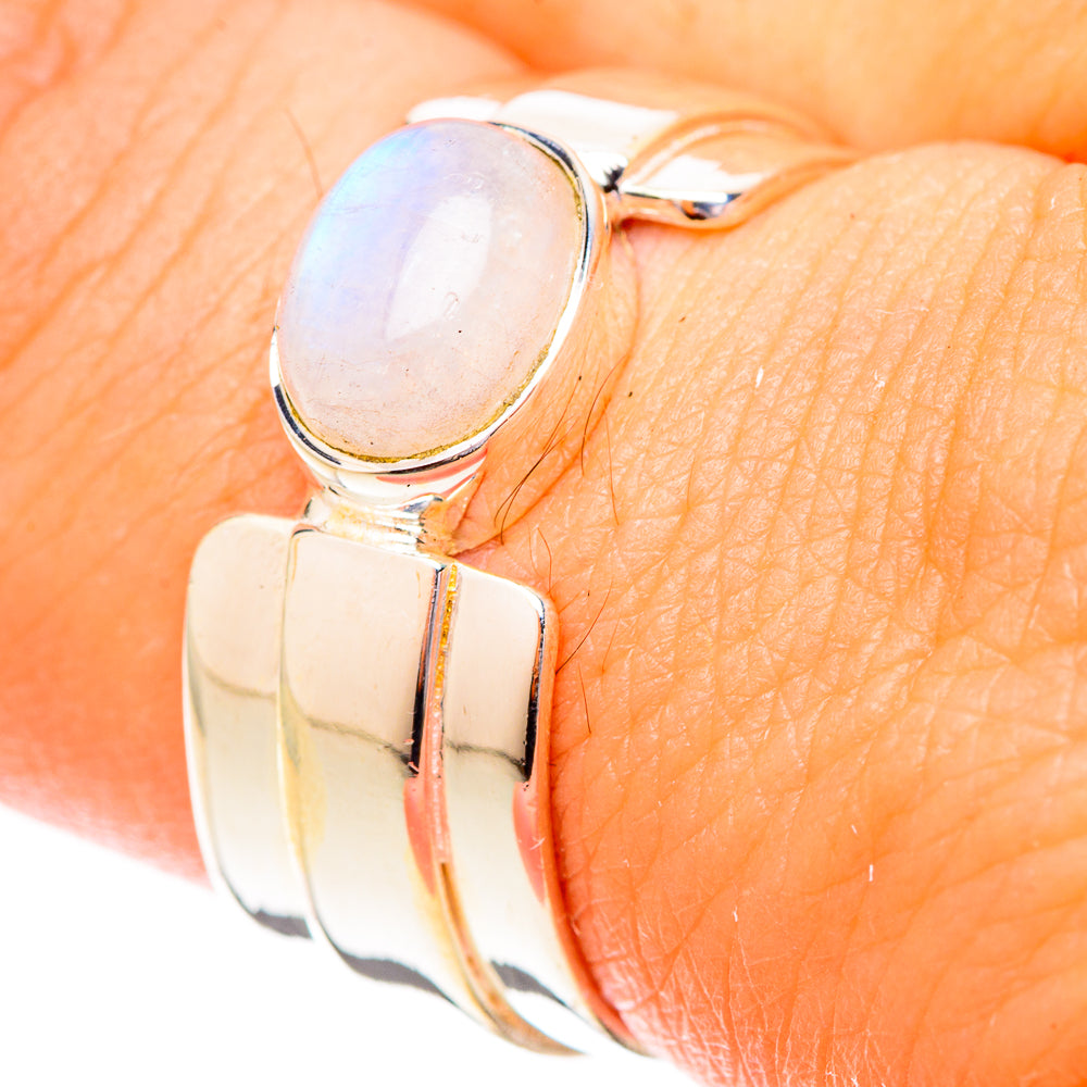 Rainbow Moonstone Rings handcrafted by Ana Silver Co - RING120492
