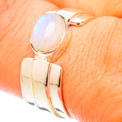 Rainbow Moonstone Rings handcrafted by Ana Silver Co - RING120492