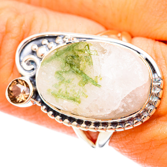 Green Tourmaline In Quartz Rings handcrafted by Ana Silver Co - RING120507