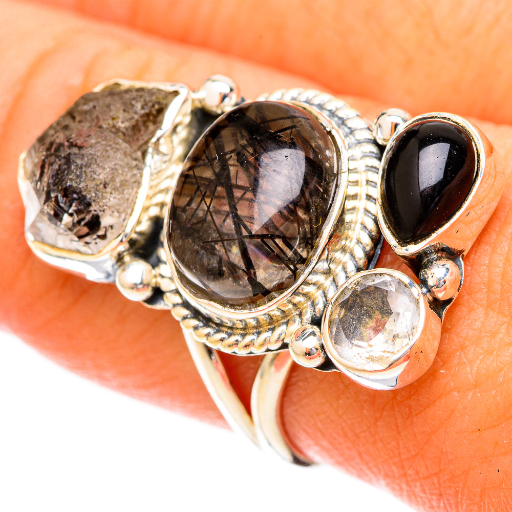 Tourmalinated Quartz Rings handcrafted by Ana Silver Co - RING120524