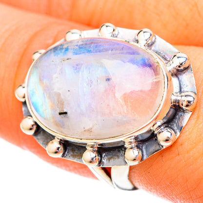 Rainbow Moonstone Rings handcrafted by Ana Silver Co - RING120528