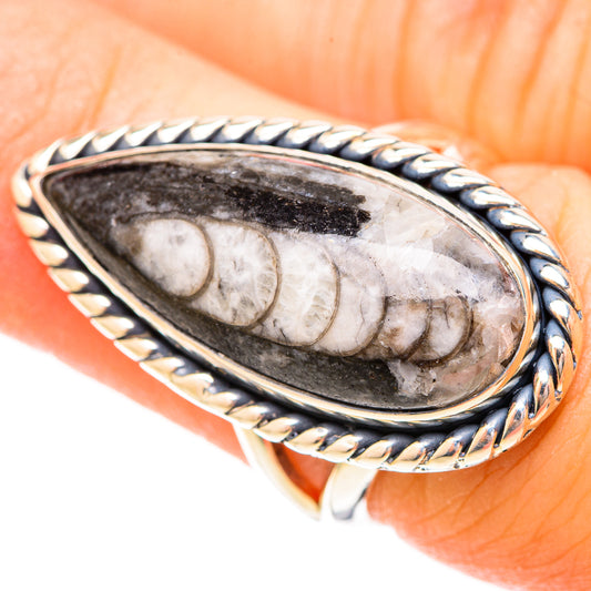 Orthoceras Fossil Rings handcrafted by Ana Silver Co - RING120558