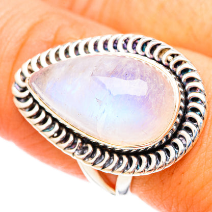 Rainbow Moonstone Rings handcrafted by Ana Silver Co - RING120560