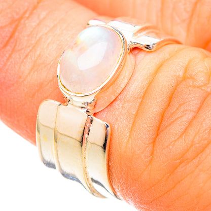 Rainbow Moonstone Rings handcrafted by Ana Silver Co - RING120561