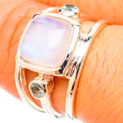 Rainbow Moonstone Rings handcrafted by Ana Silver Co - RING120562