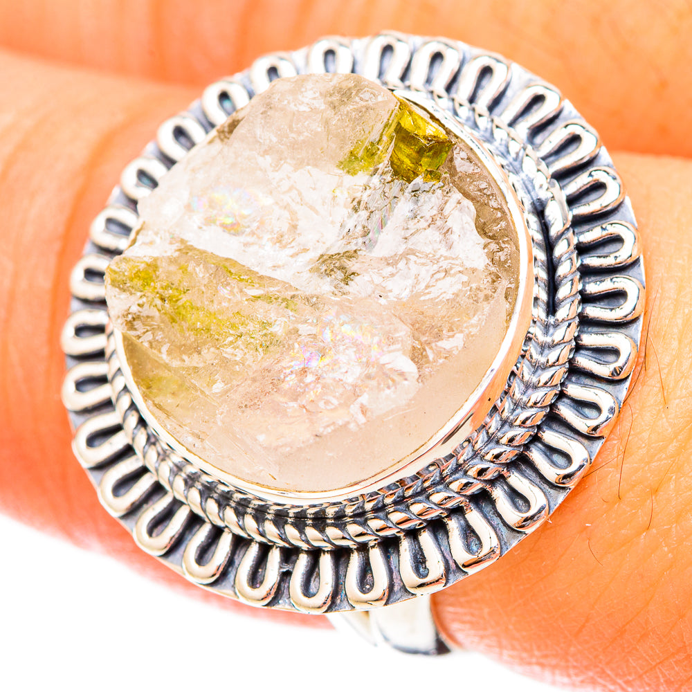 Green Tourmaline In Quartz Rings handcrafted by Ana Silver Co - RING120574