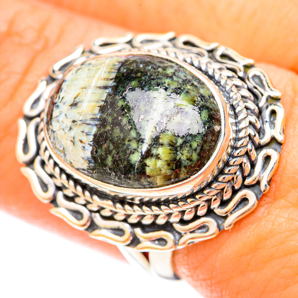 Green Swiss Opal Rings handcrafted by Ana Silver Co - RING120577
