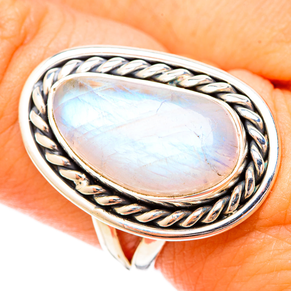 Rainbow Moonstone Rings handcrafted by Ana Silver Co - RING120594