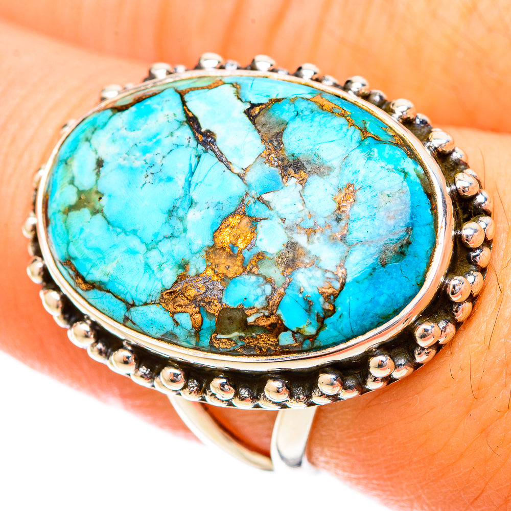 Blue Copper Composite Turquoise Rings handcrafted by Ana Silver Co - RING120599