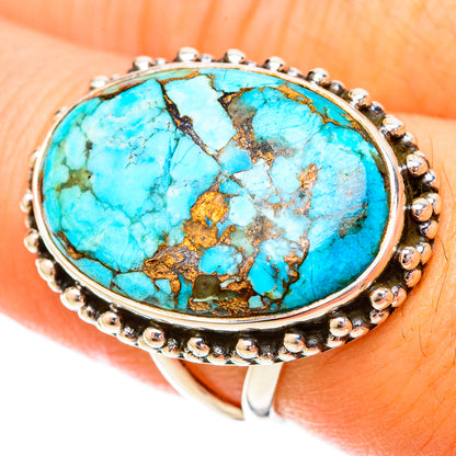 Blue Copper Composite Turquoise Rings handcrafted by Ana Silver Co - RING120599