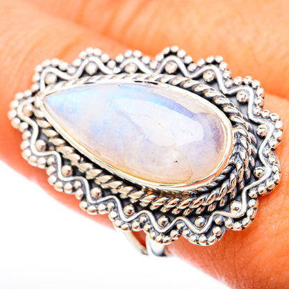 Rainbow Moonstone Rings handcrafted by Ana Silver Co - RING120630