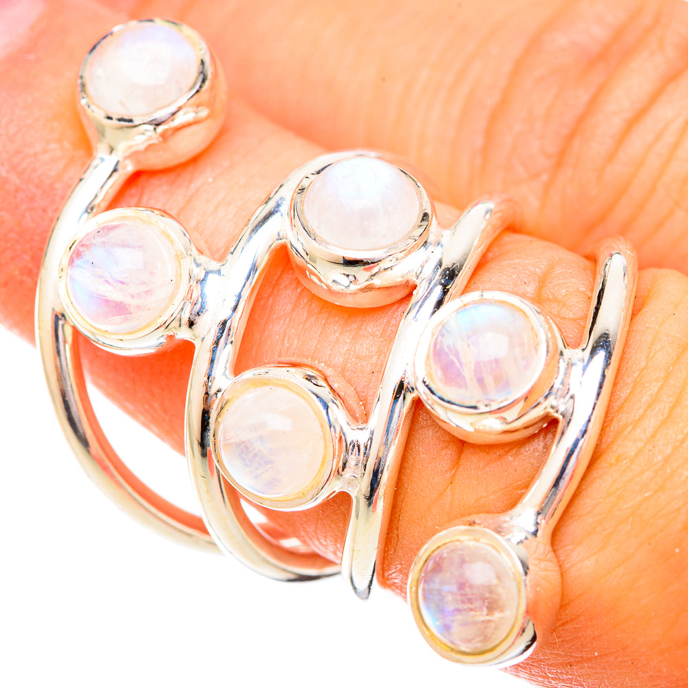 Rainbow Moonstone Rings handcrafted by Ana Silver Co - RING120631