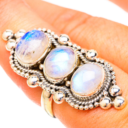 Rainbow Moonstone Rings handcrafted by Ana Silver Co - RING120633