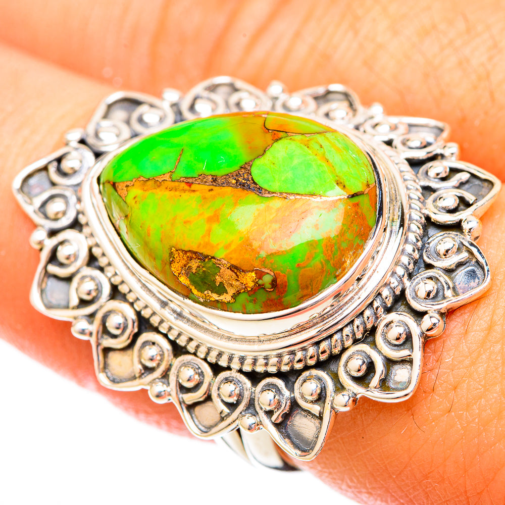 Green Copper Composite Turquoise Rings handcrafted by Ana Silver Co - RING120653