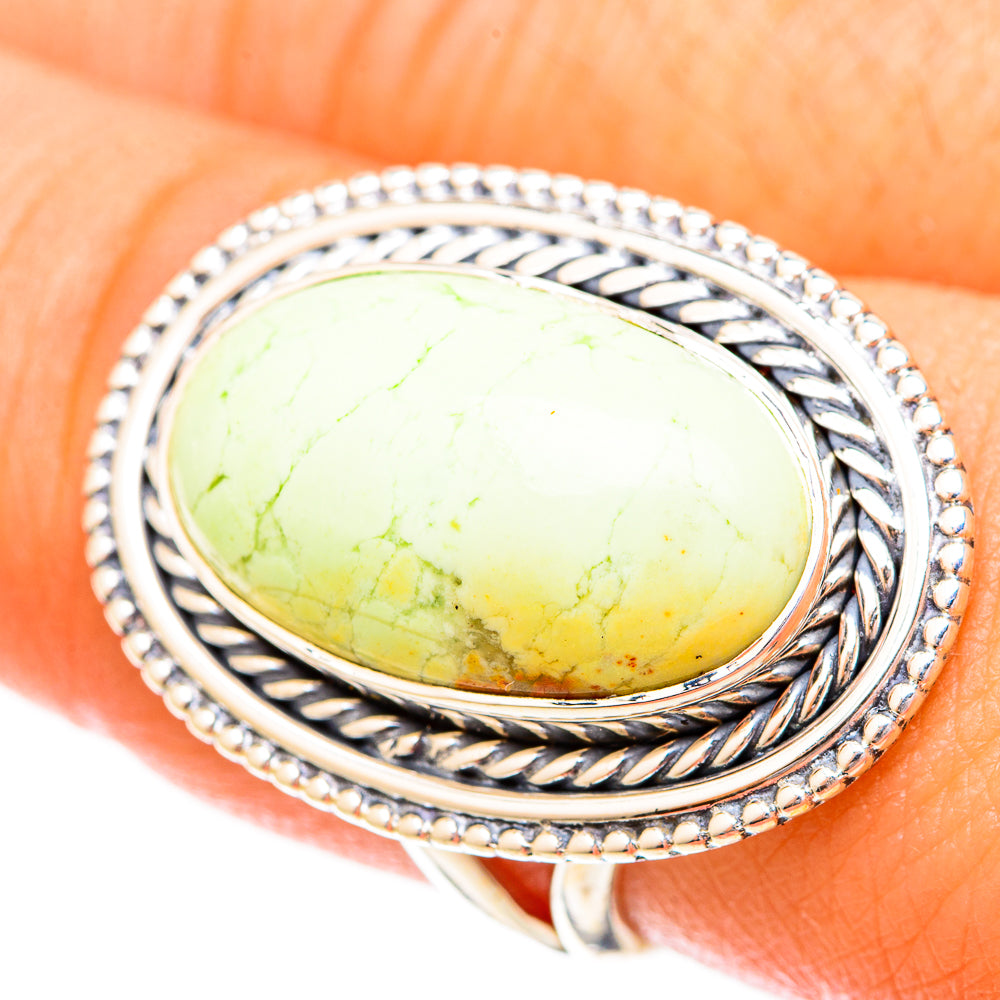Lemon Chrysoprase Rings handcrafted by Ana Silver Co - RING120659