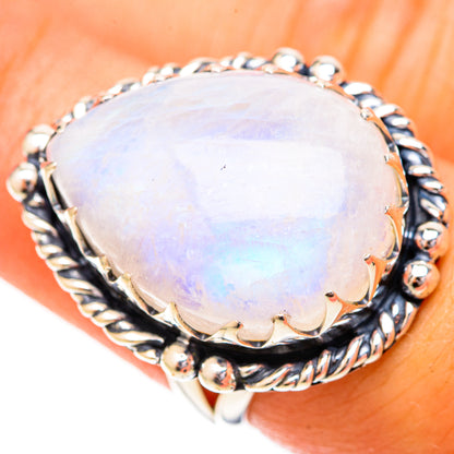 Rainbow Moonstone Rings handcrafted by Ana Silver Co - RING120675
