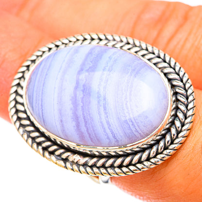 Blue Lace Agate Rings handcrafted by Ana Silver Co - RING120679