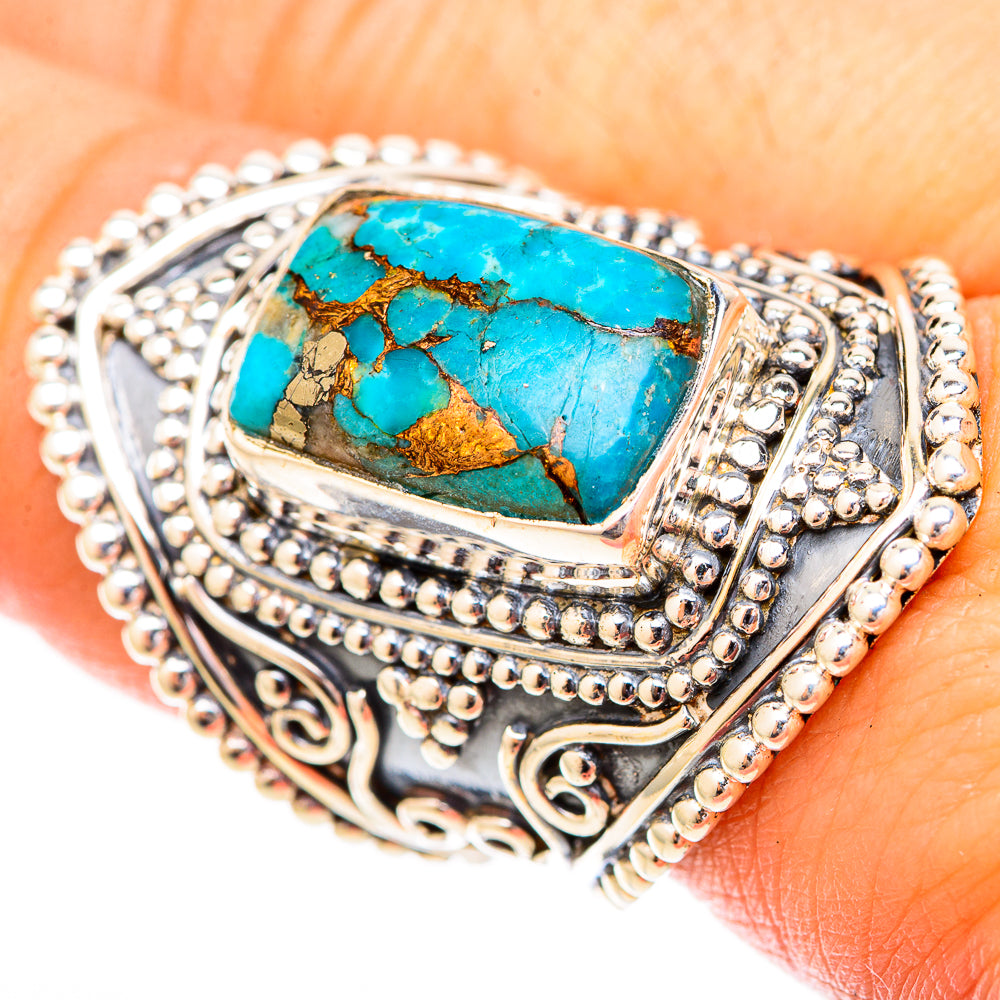 Blue Copper Composite Turquoise Rings handcrafted by Ana Silver Co - RING120690