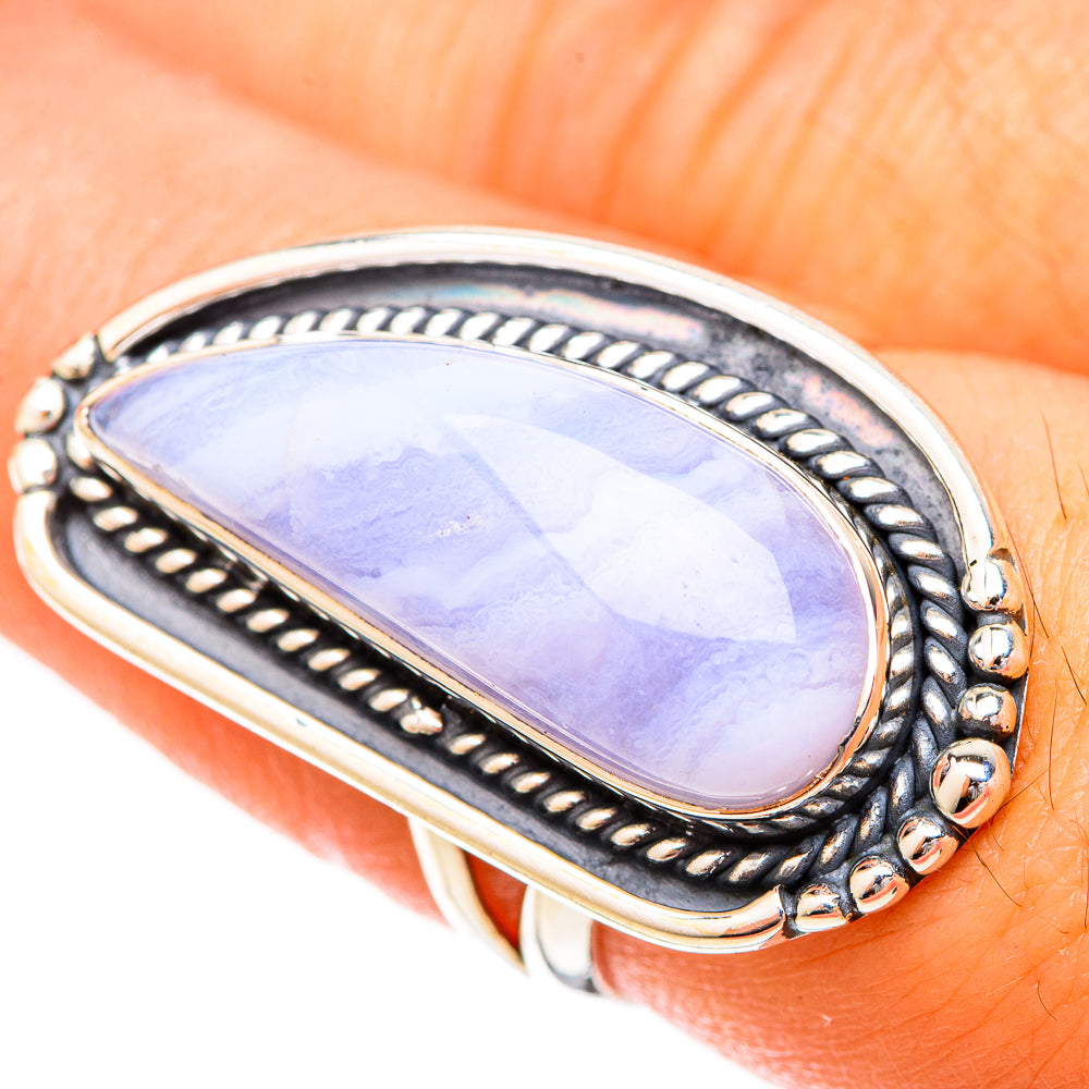 Blue Lace Agate Rings handcrafted by Ana Silver Co - RING120718