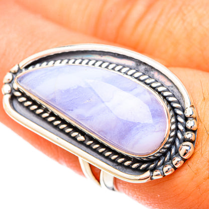 Blue Lace Agate Rings handcrafted by Ana Silver Co - RING120718