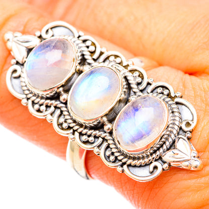Rainbow Moonstone Rings handcrafted by Ana Silver Co - RING120719