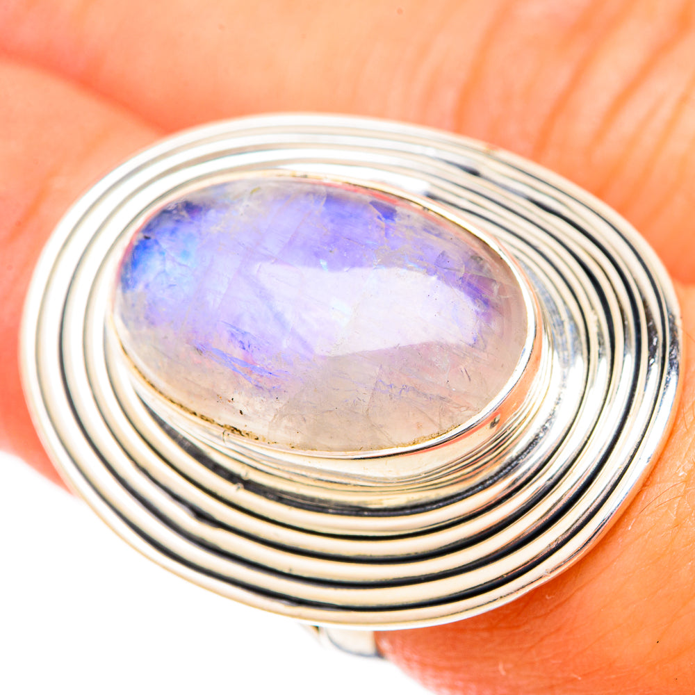 Rainbow Moonstone Rings handcrafted by Ana Silver Co - RING120720