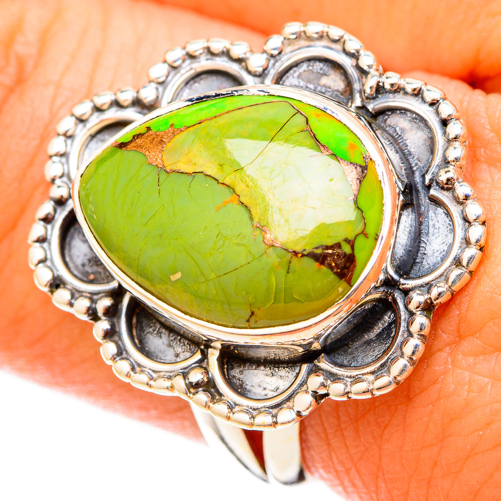 Green Copper Composite Turquoise Rings handcrafted by Ana Silver Co - RING120765