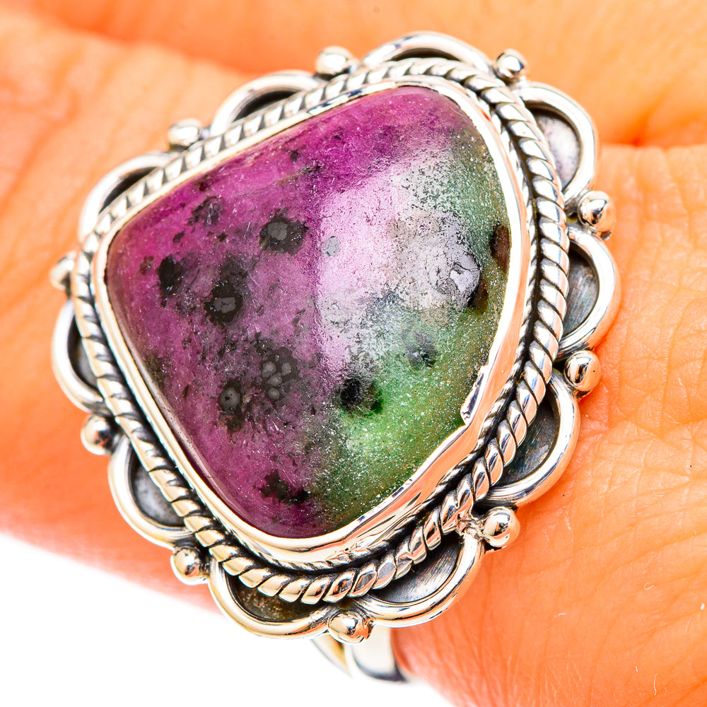 Ruby Zoisite Rings handcrafted by Ana Silver Co - RING120786