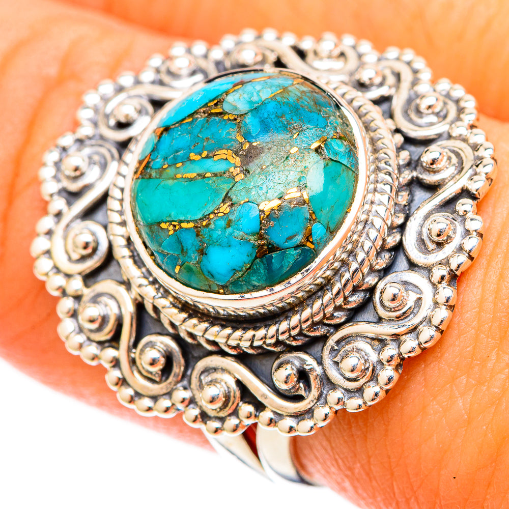 Blue Copper Composite Turquoise Rings handcrafted by Ana Silver Co - RING120792
