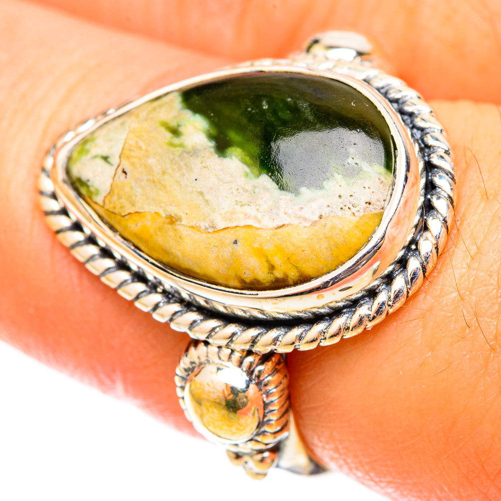 Australian Green Opal Rings handcrafted by Ana Silver Co - RING120800