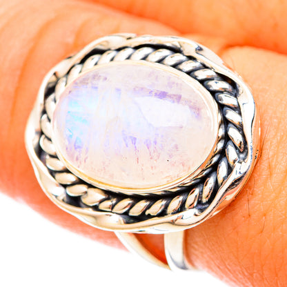 Rainbow Moonstone Rings handcrafted by Ana Silver Co - RING120815