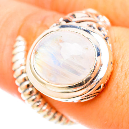 Rainbow Moonstone Rings handcrafted by Ana Silver Co - RING120817