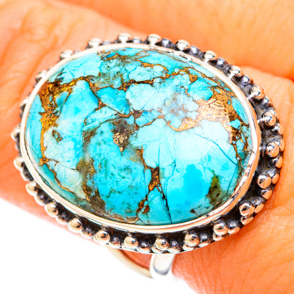 Blue Copper Composite Turquoise Rings handcrafted by Ana Silver Co - RING120826