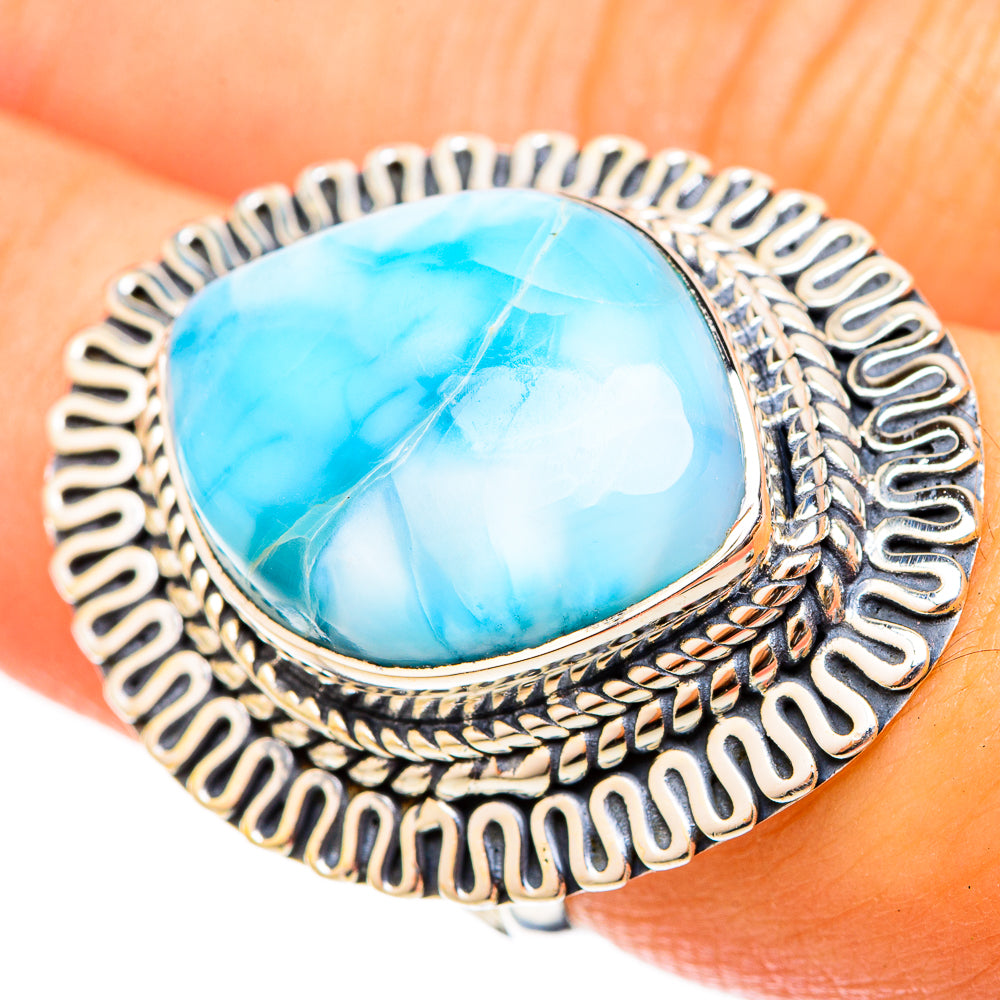 Larimar Rings handcrafted by Ana Silver Co - RING120828