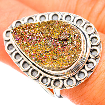 Spectro Pyrite Druzy Rings handcrafted by Ana Silver Co - RING120862