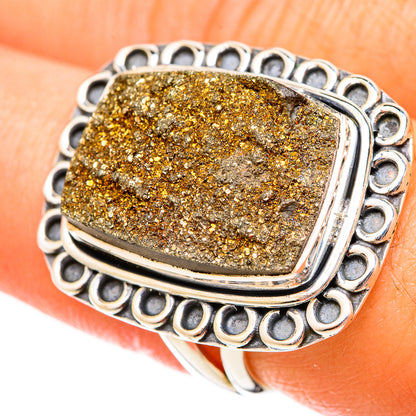 Spectro Pyrite Druzy Rings handcrafted by Ana Silver Co - RING120863