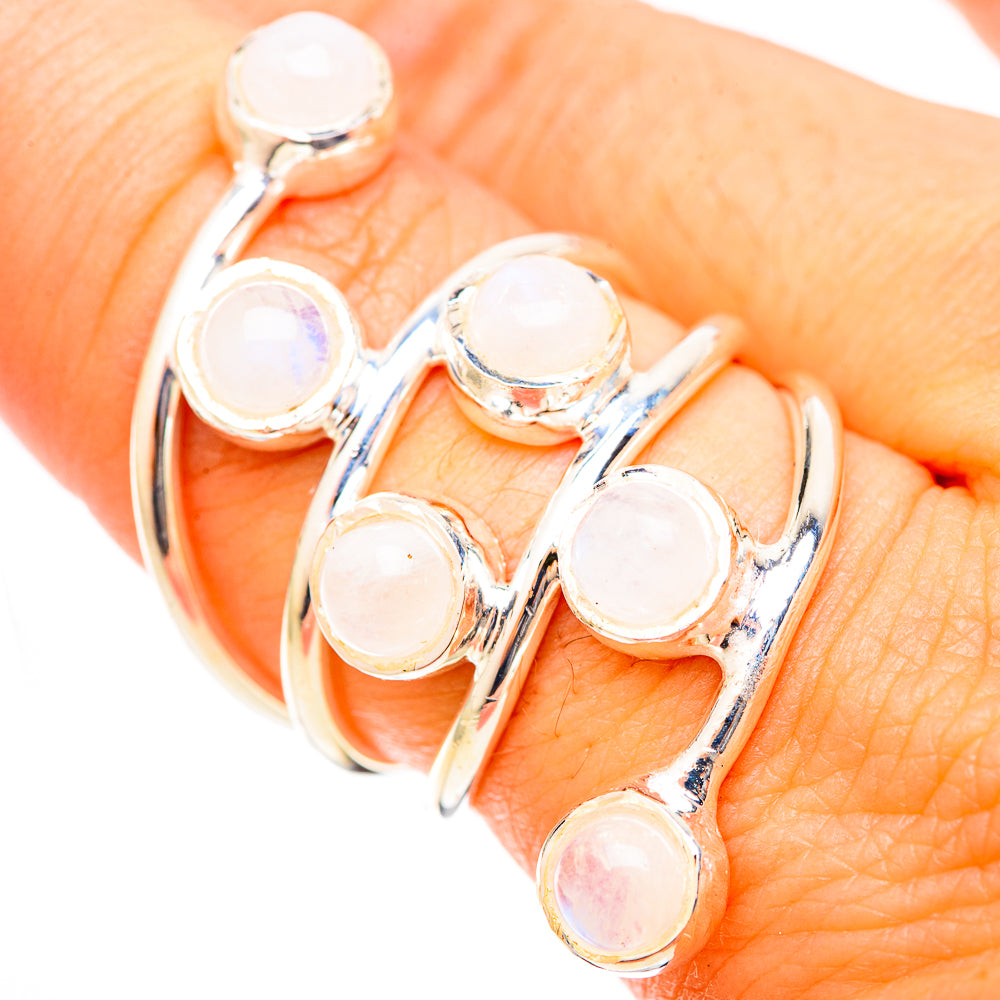 Rainbow Moonstone Rings handcrafted by Ana Silver Co - RING120868