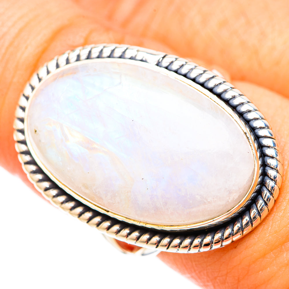 Rainbow Moonstone Rings handcrafted by Ana Silver Co - RING120870