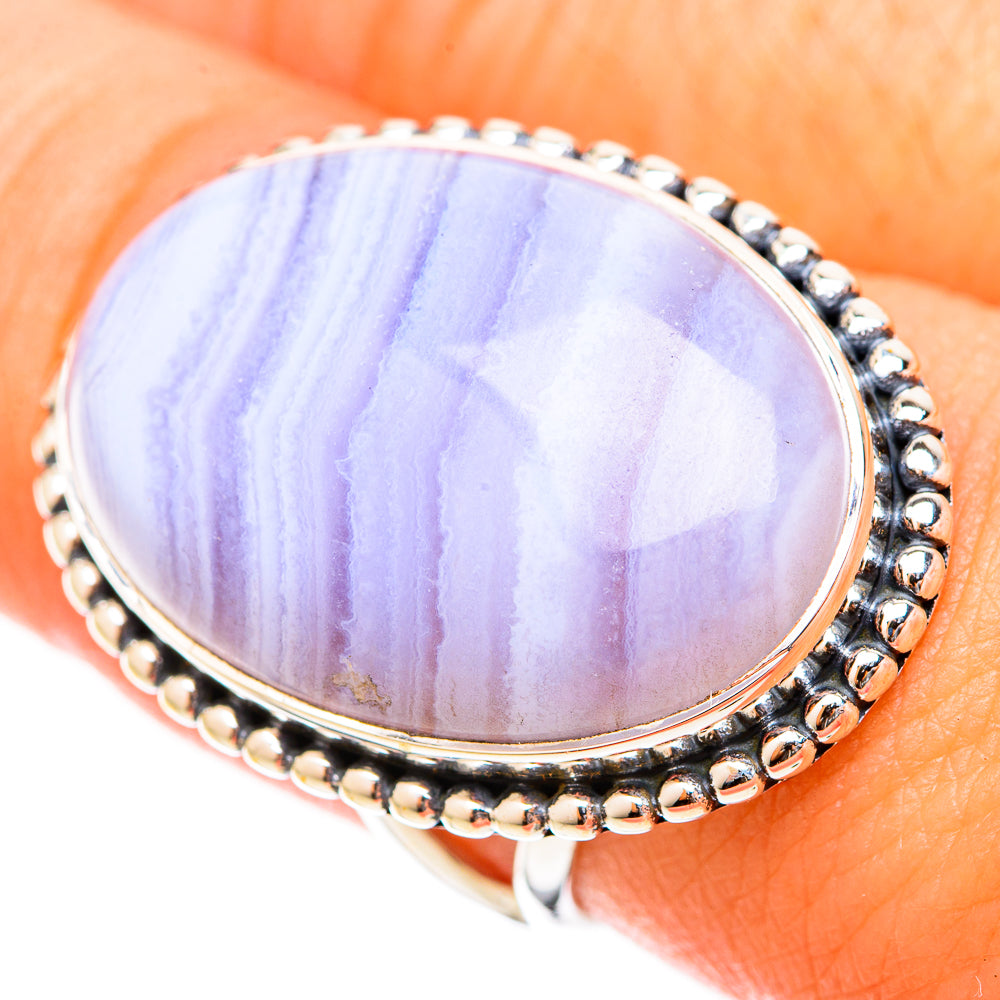 Blue Lace Agate Rings handcrafted by Ana Silver Co - RING120872