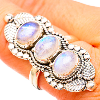 Rainbow Moonstone Rings handcrafted by Ana Silver Co - RING120873